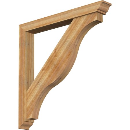 Ekena Millwork Funston Traditional Rough Sawn Bracket w/ Offset Brace, Western Red Cedar, 6"W x 48"D x 48"H BKT0604X48X48FST01RWR